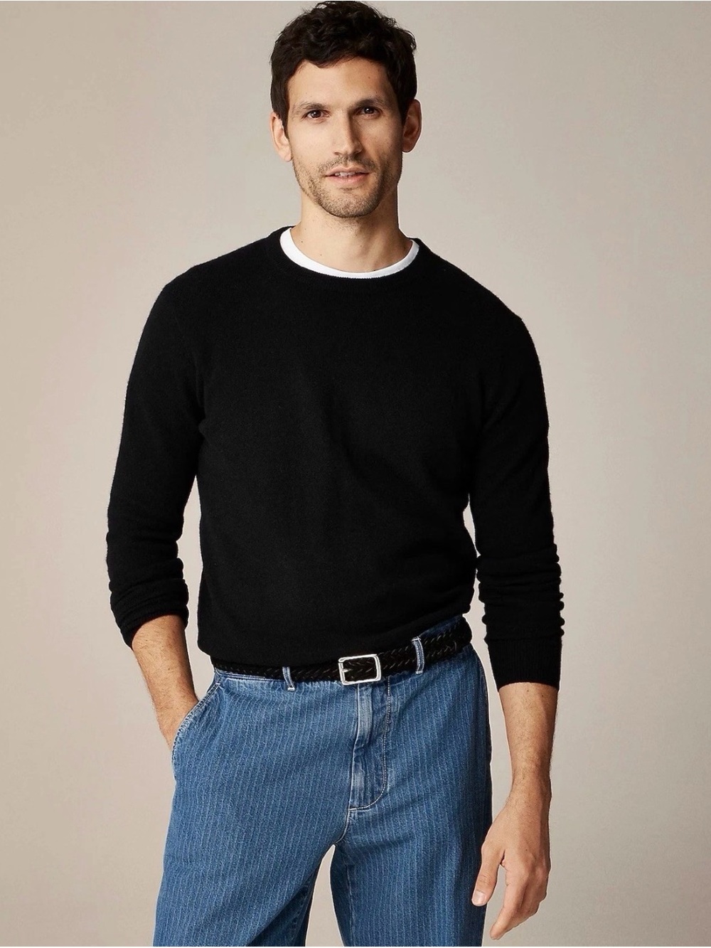 NWT J. CREW Cashmere Crewneck Sweater Black Men’s Size XL-T $158 Preppy